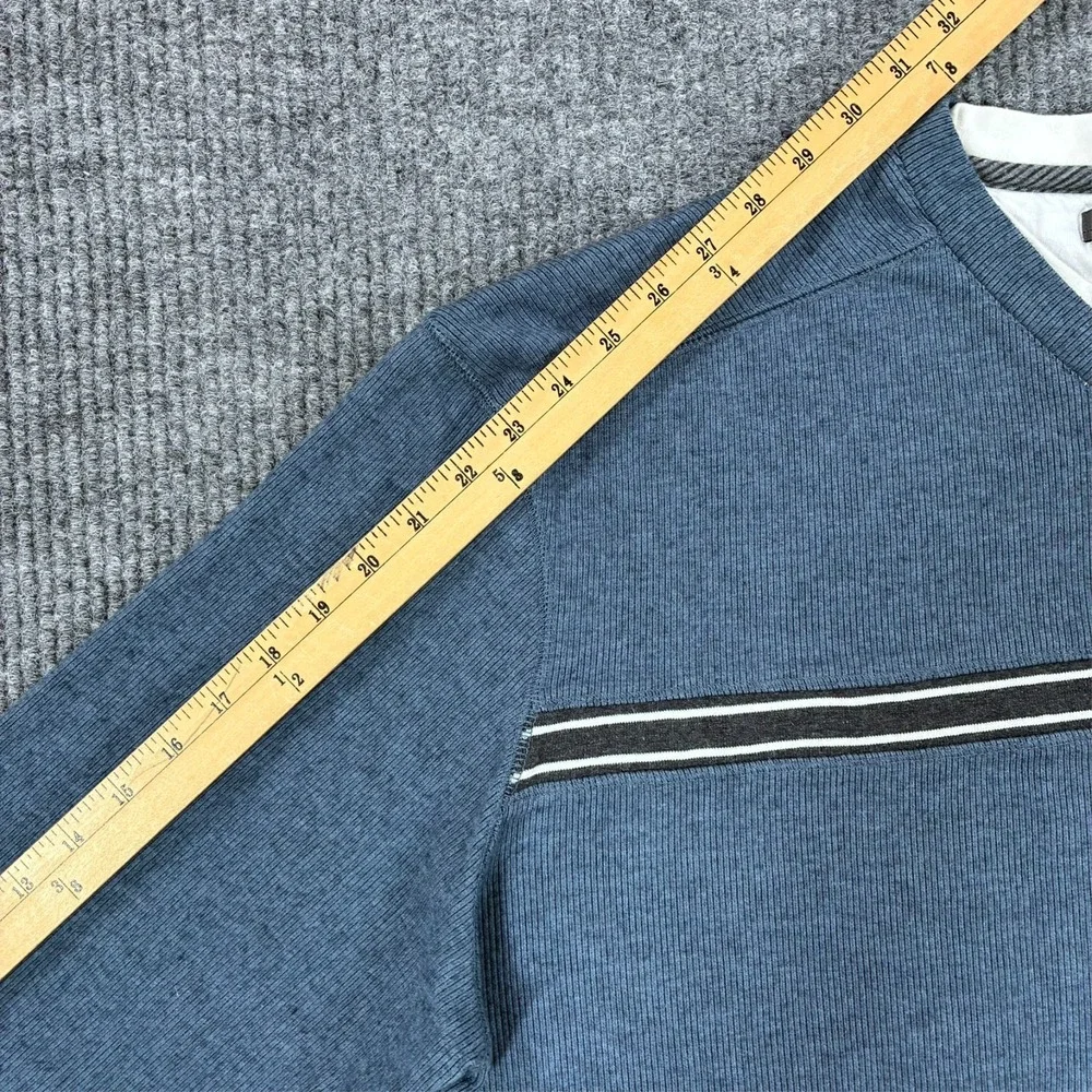 Method Mens Blue V Neck Long Sleeve Sweater Shirt 2XL Striped Casual Pullover